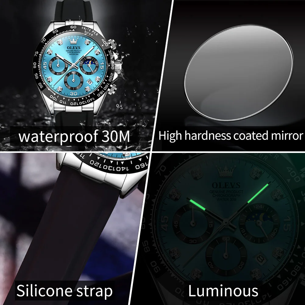 OLEVS-Reloj de lujo para hombre, cronógrafo de cuarzo, resistente al agua, luminoso, de pulsera, deportivo, 2875