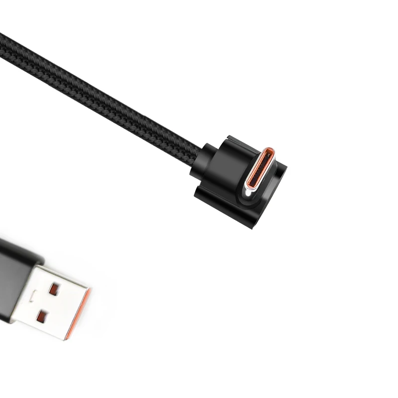 0,25 m/0,5 m/1m/2m codo de 90 grados Nylon trenzado 5A codo de carga rápida USB a Cable tipo C para iPhone Samsung Huawei Xiaomi