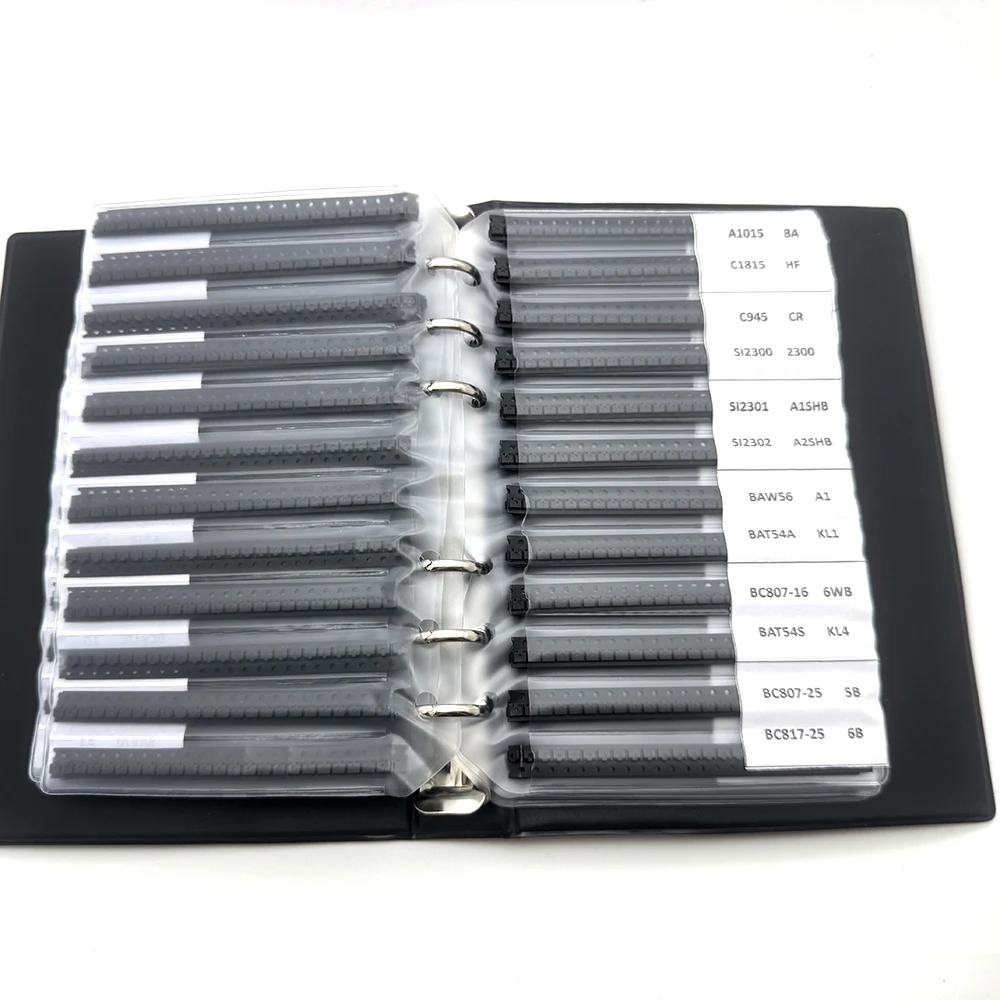 87/111 valores SOT-23 25/50 Uds SMD SMT NPN PNP SOD 5551 2222 TL431 BC807 BC817 Kit de libro surtido de diodos de transistores