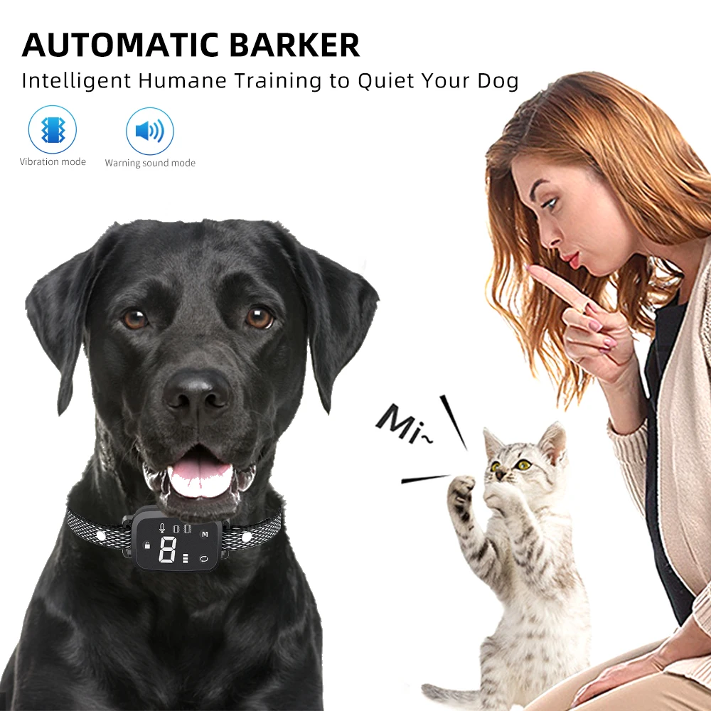 Collar de perro automático antiladridos para cachorros, impermeable, recargable, eficaz para dejar de ladrar, Collar de entrenamiento, doble vibración