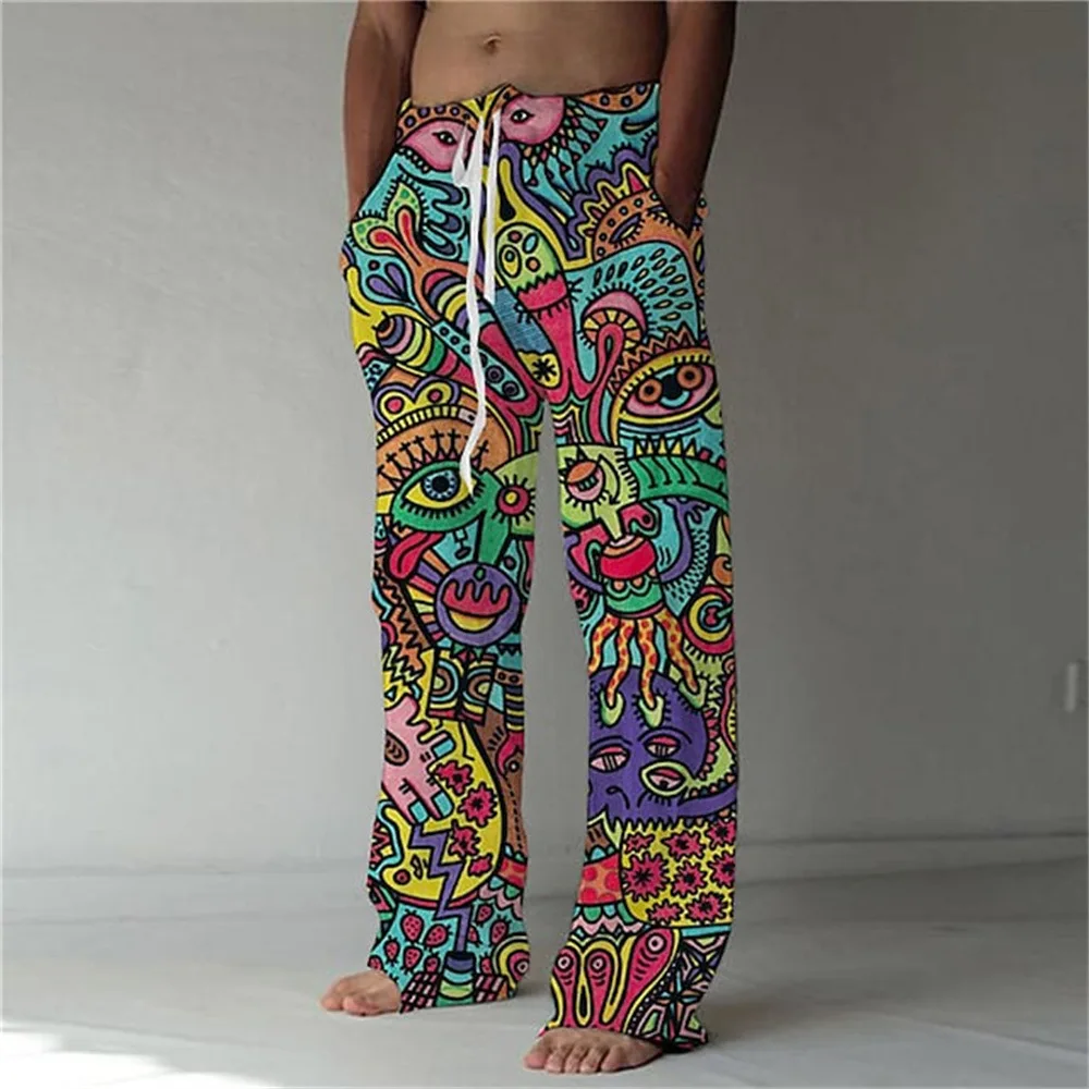 Pantalones anchos para hombre con estampado de estilo hip-hop impreso en 3D, pantalones de hombre modernos, cómodos y de alta calidad, pantalones de hombre con estampado a la moda.