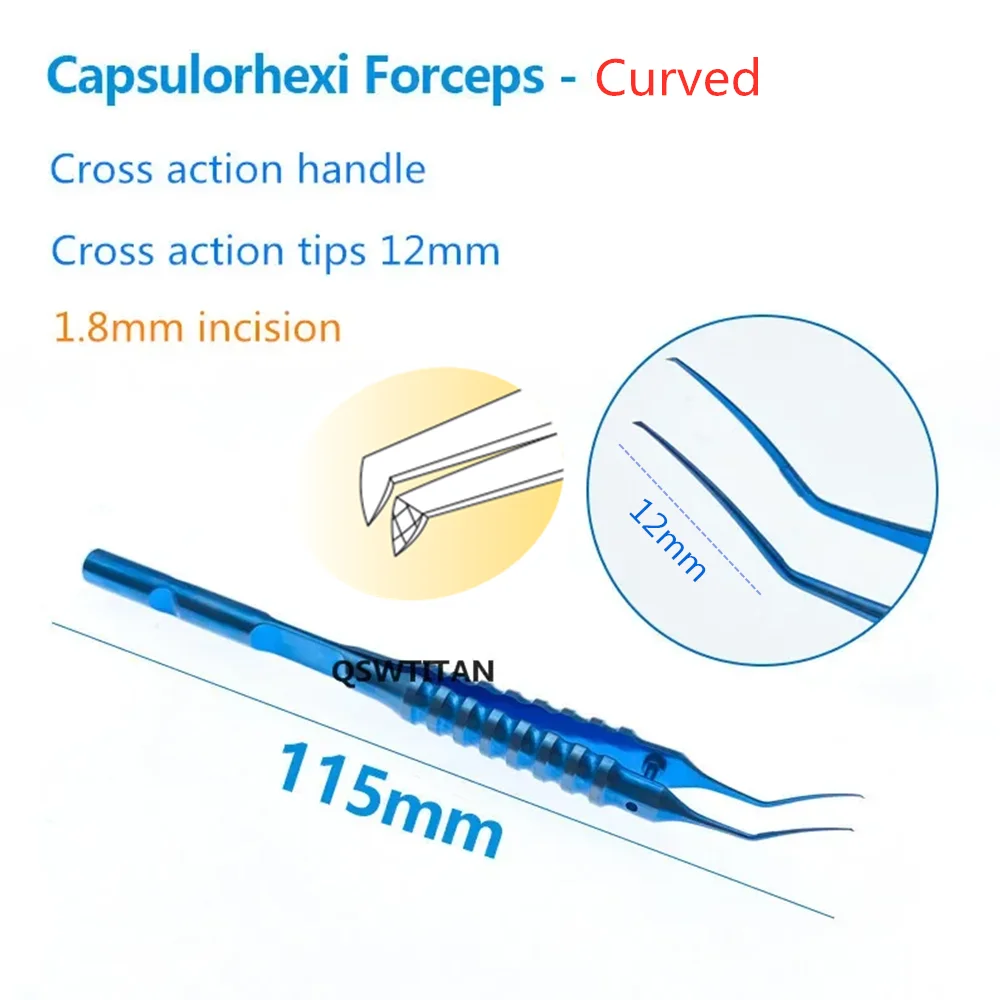 Pinzas de capsulorrexis de incisión pequeña oftálmica de 1,8mm instrumentos quirúrgicos oftálmicos de acero inoxidable