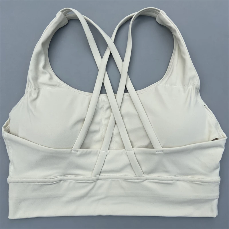 Sujetador deportivo con correas cruzadas para mujer, Top deportivo para gimnasio, Bralette de alto soporte para Fitness, chaleco de Yoga, ropa interior push-up para correr con almohadilla para el pecho