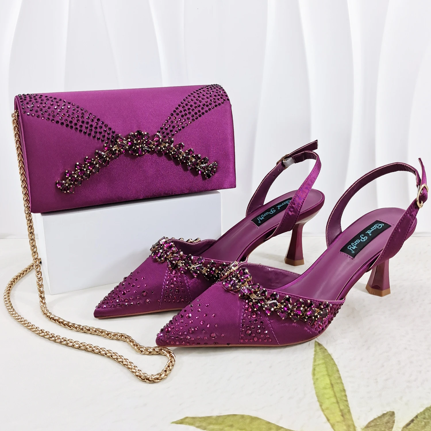 Zapatos de tacón alto sin cordones QueenaYan y bolso pequeño a juego, zapatos de fiesta con punta y bolso o un par de zapatos de trabajo, a la moda en Nigeria