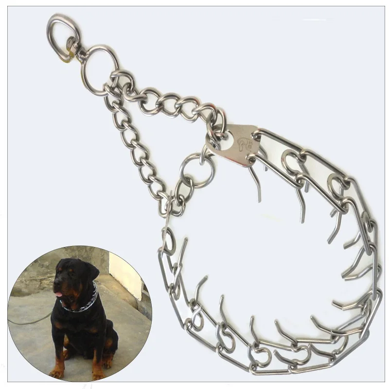 Collar de entrenamiento para perros, cadena ajustable de acero y Metal, suministros profesionales para mascotas, 45/50/55/60cm