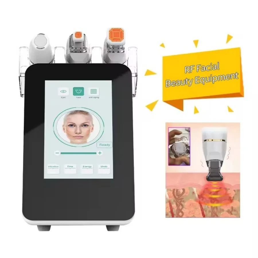 Máquina Portátil de Radiofrecuencia para Reafirmar la Piel, Hifu para Levantar la Piel de los Ojos y el Rostro, Máquina de Radiofrecuencia con 3 Manijas de Trabajo