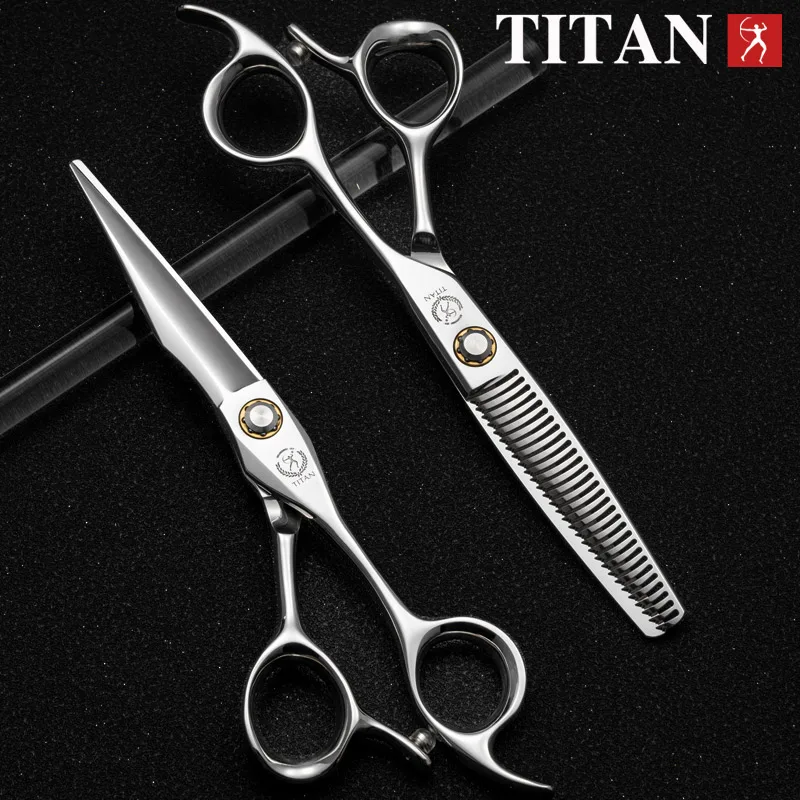 Juego de Tijeras de Peluquería Profesionales TITAN, Herramientas de Corte para Salón de Belleza, Tijeras de Acero ATS314 de 6.0 Pulgadas