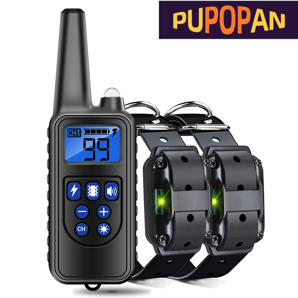 Collar eléctrico de entrenamiento para perros, dispositivo antiladridos, recargable, con vibración, con Clicker
