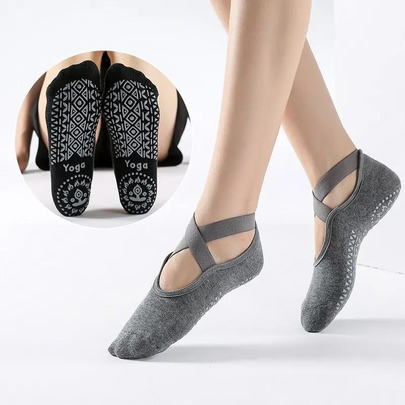 Calcetines de Pilates antideslizantes de alta calidad para mujer, calcetines de Yoga de vendaje transpirable, calcetines deportivos de Ballet de Barre de baile y Fitness de algodón