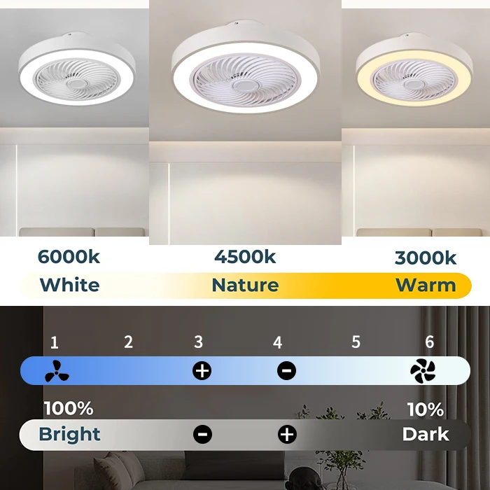 Ventilador de Techo con Luz Integrada, Ventilador de Techo para Dormitorio, Lámpara de Techo para Sala de Estar y Comedor, Moderno, Sencillo y Silencioso