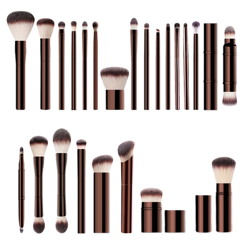 Juego y Kit de brochas de maquillaje con forma de reloj de arena, incluye base en polvo, corrector, colorete de labios, bronceador, sombra de ojos, delineador de ojos, pincel para resaltar