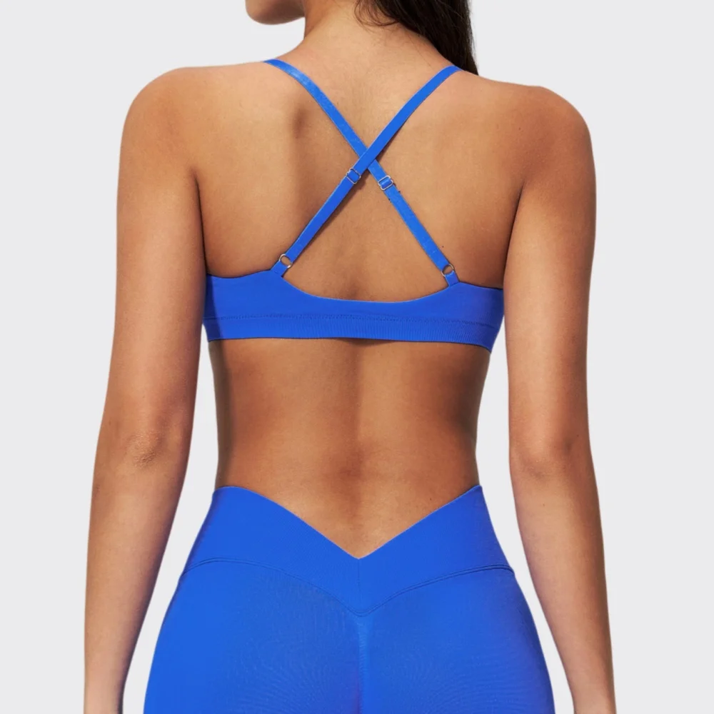 Sujetador deportivo sexy para mujer, top de gimnasio sin costuras, para entrenamiento, correr, yoga, con tirantes cruzados, ropa interior deportiva, push-up, para fitness y ejercicio.