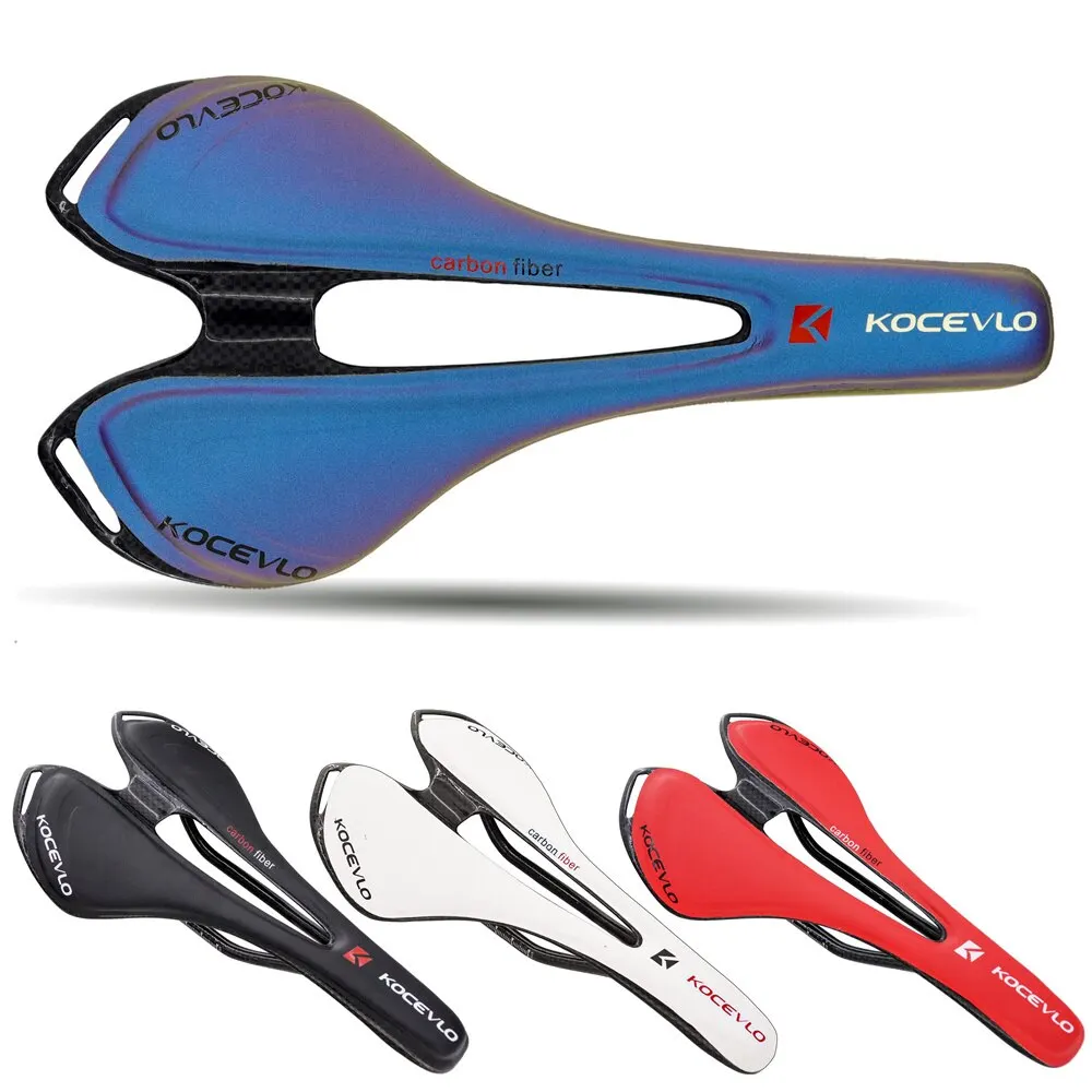 KOCEVLO-sillín de fibra de carbono T800, asiento ultraligero de cuero para bicicleta de carretera y MTB