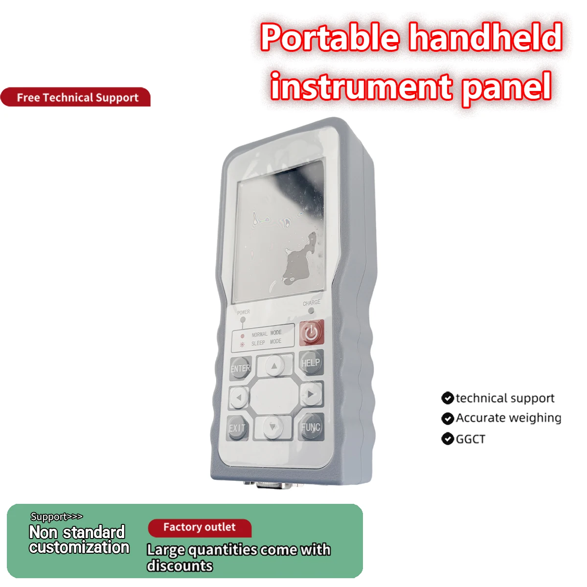 Convertidor de Señal Portátil YB21 para Celdas de Carga con Extensómetro, Entrada de 4 Hilos, Excitación de 5V, Resolución de Panel IP65, Batería Integrada