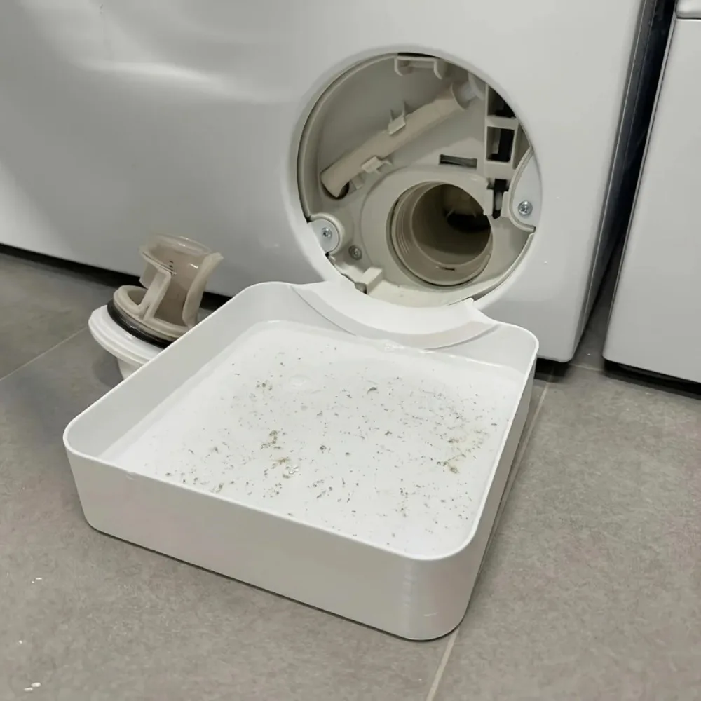 3/1PCS Bandeja de drenaje para lavadora, embudo de drenaje, bandeja de goteo para limpiar filtros de pelusas, bandeja recolectora de agua que detiene derrames en el suelo