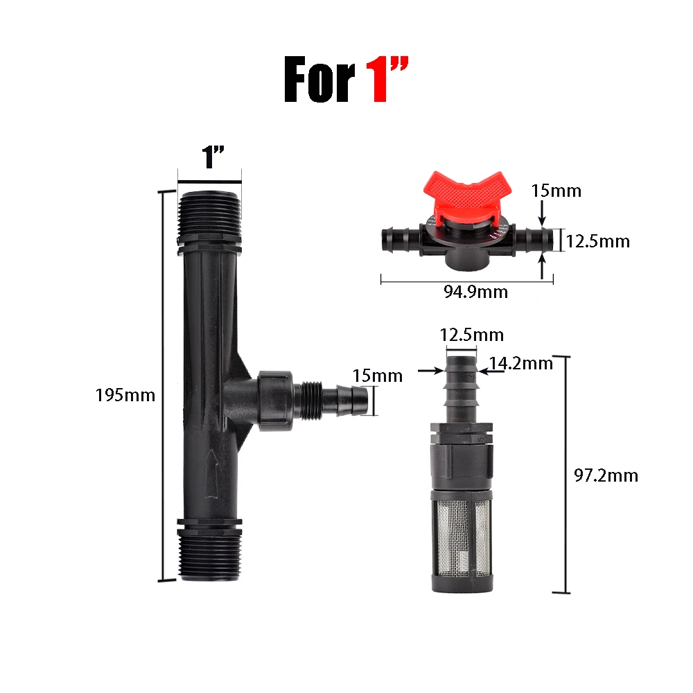Tubo Venturi de riego 1/2 "3/4" 1 "1,5" válvula de Control de flujo Venturi de riego de rosca de 4 velocidades, Kit de filtro de agua 1 Juego