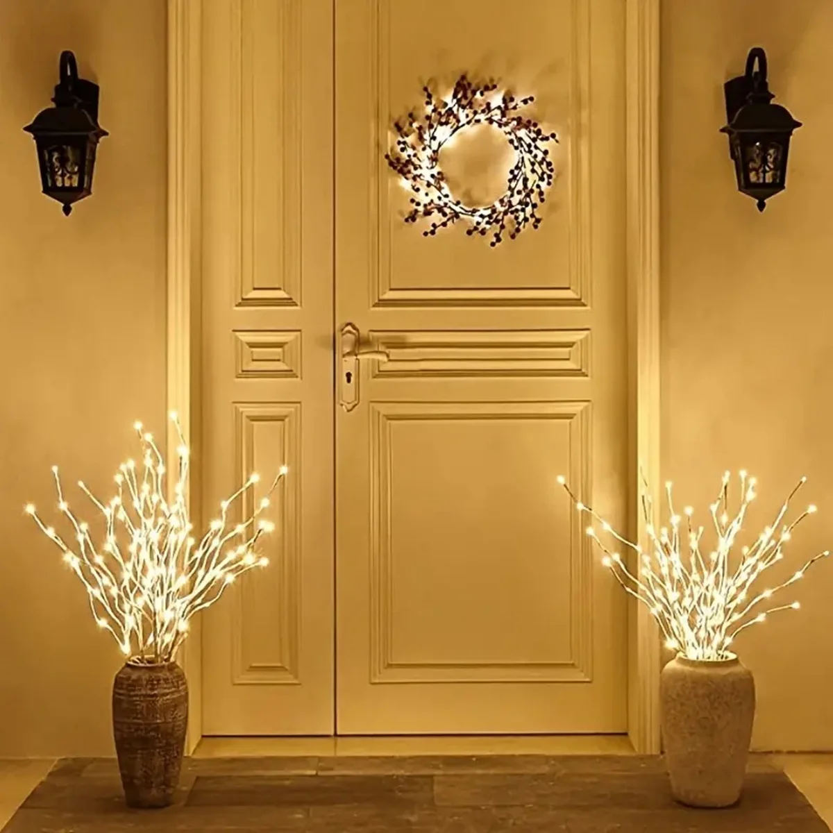 1 unidad de luces de rama de abedul blanco con pilas, 20 guirnaldas de luces LED, ramas de sauce para el hogar, dormitorio, decoración interior y exterior