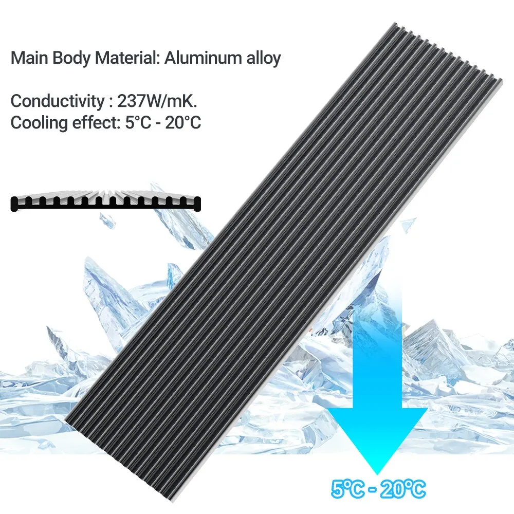 Disipador de calor JEYI M.2 SSD, radiador NVMe de aluminio 2280, enfriador de unidades de estado sólido con almohadilla térmica de silicona para PS5, portátil y de escritorio