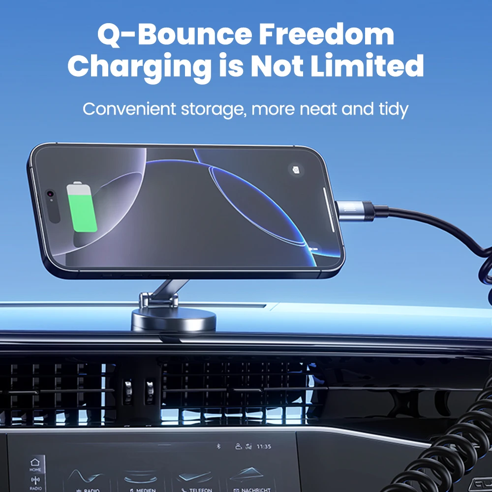 Cable de resorte USB tipo C a USB C de 100W 5A para iPhone 15 16 Pro Max Samsung Xiaomi Cable de cargador de coche 27W tipo C a Cable Lightning