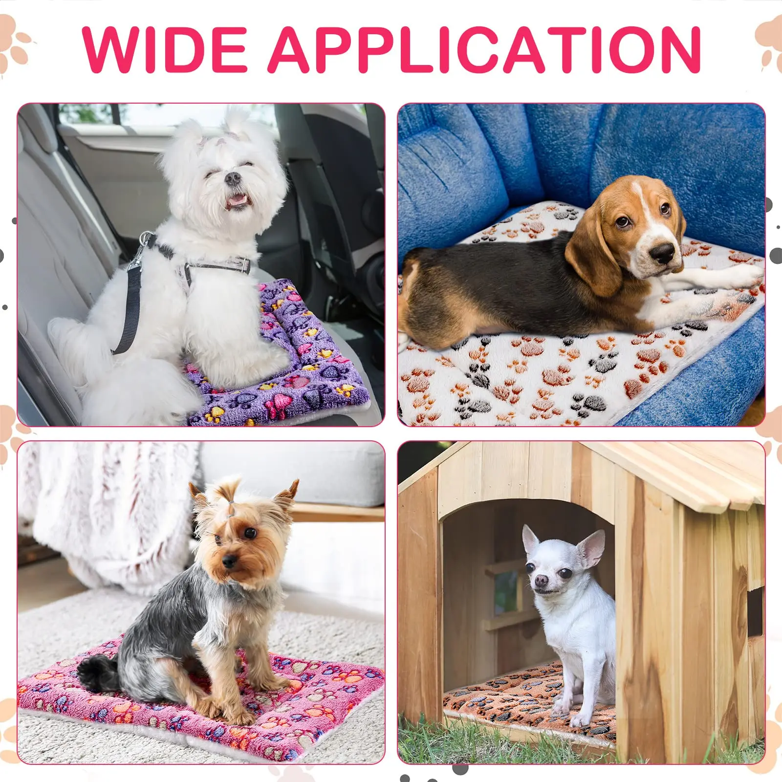 Cama de franela de gran tamaño para perros, cama gruesa para gatos, estera para dormir, manta para cachorros, gatitos, alfombra para cama para perros pequeños, medianos y grandes