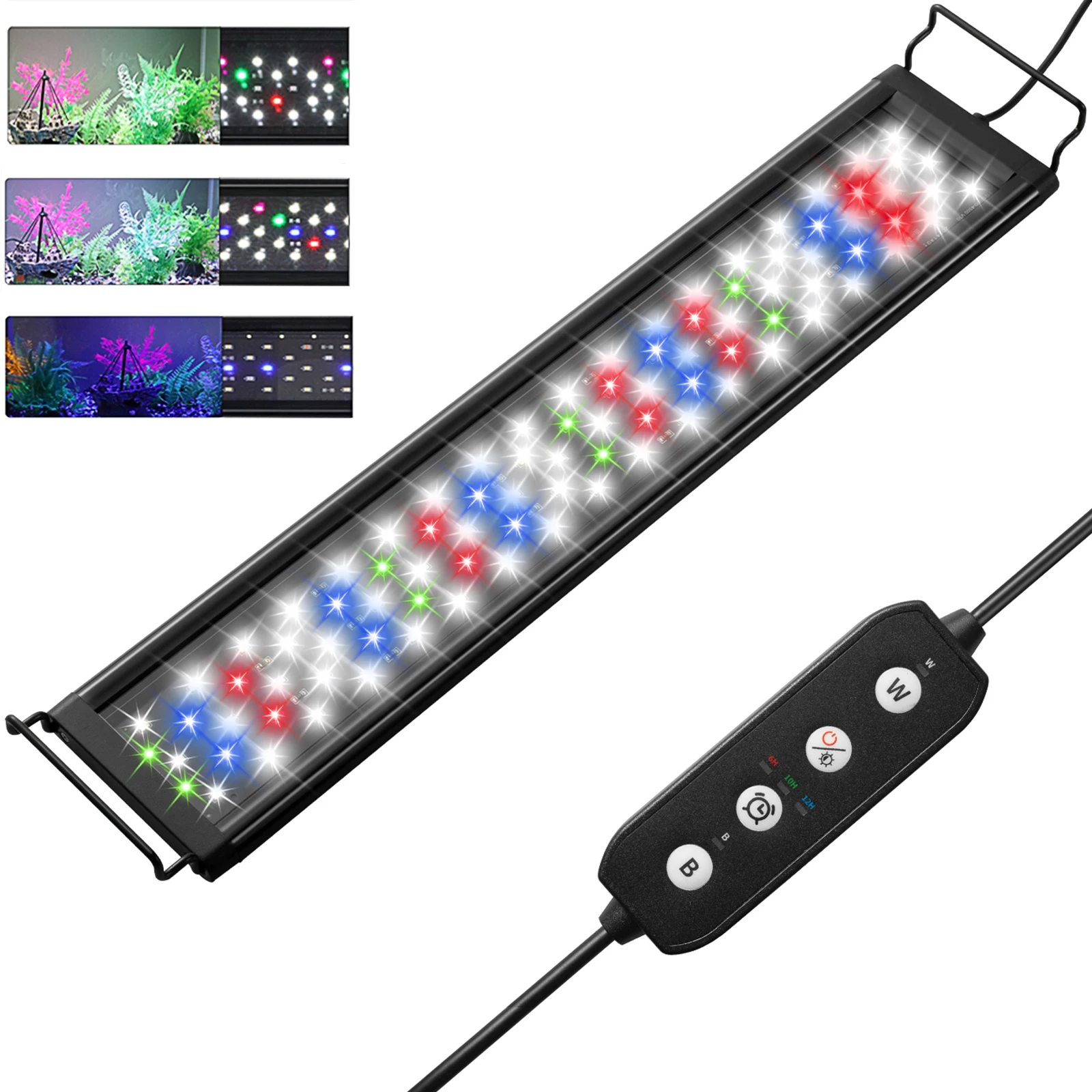 Luz LED regulable para acuario de 30-60CM pulgadas con temporizador y función de memoria de apagado, crecimiento de plantas para pecera, 100-240V