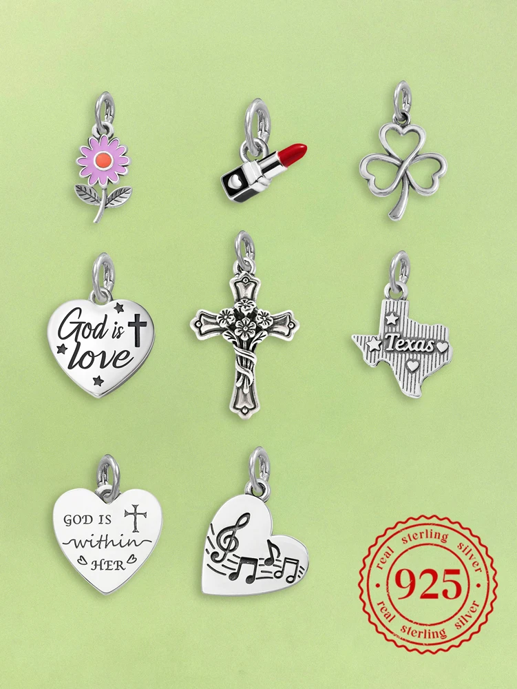 Colgantes ajustables de plata de ley 925, dijes vintage de cruz de Dios, cuentas compatibles con pulseras y collares originales, joyería DIY para mujer