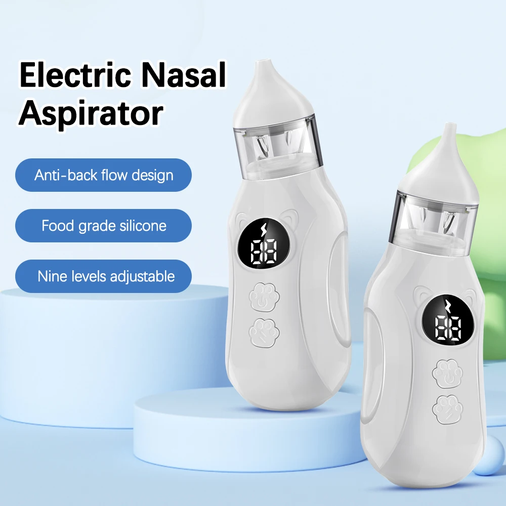 Aspirador Nasal para bebé, limpiador de nariz eléctrico para bebé recién nacido, dispositivo de succión de nariz de 9 velocidades, succionador de moco para bebé de poco ruido