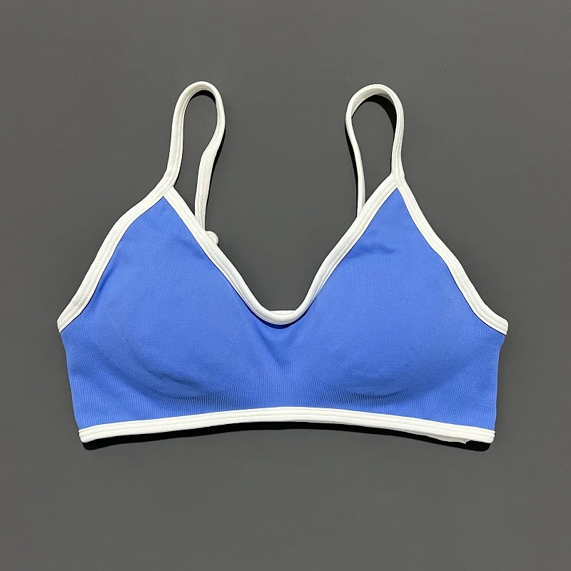 HISTELLO-Sujetador deportivo para mujer, ropa interior Sexy de punto, sujetador de línea de contraste, Top, ropa de Yoga sin costuras, ropa deportiva para correr, entrenamiento, sujetadores de gimnasio
