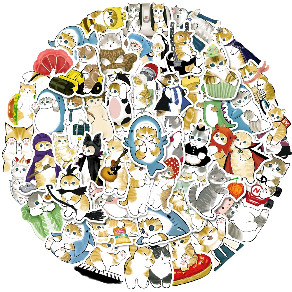 10/30/50/100 Uds lindo gato Animal pegatinas de grafiti Kawaii calcomanías de dibujos animados niños juguete portátil DIY álbum de recortes maleta teléfono coche pegatina