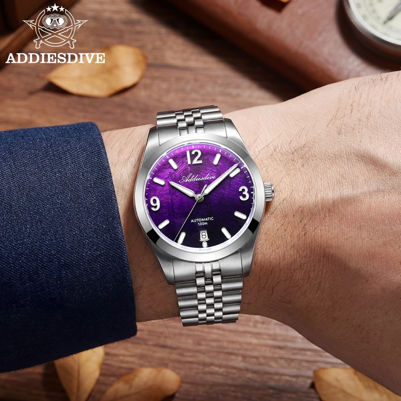 ADDIESDIVE-Reloj mecánico automático de lujo para hombre, cristal de zafiro, resistente al agua hasta 100M, acero inoxidable, deportivo, AD2547