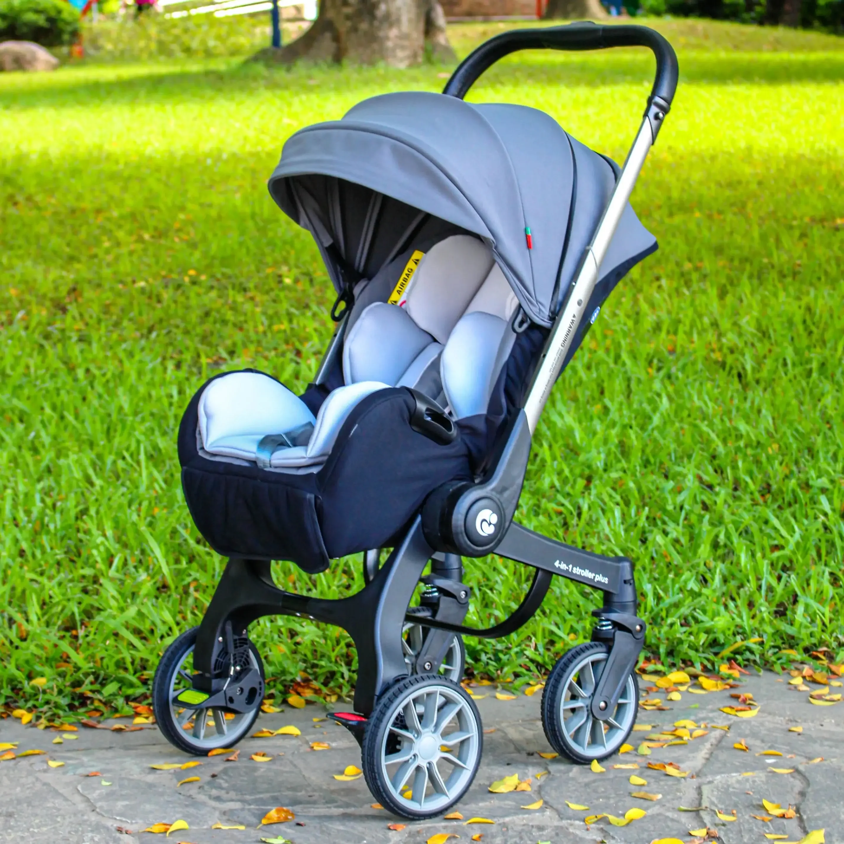 NUEVO Cochecito de Bebé 4 en 1 Multifuncional, Carrito de Bebé Recién Nacido, Asiento Tipo Cesta Plegable, Cochecito de Viaje Ligero, Asiento de Coche