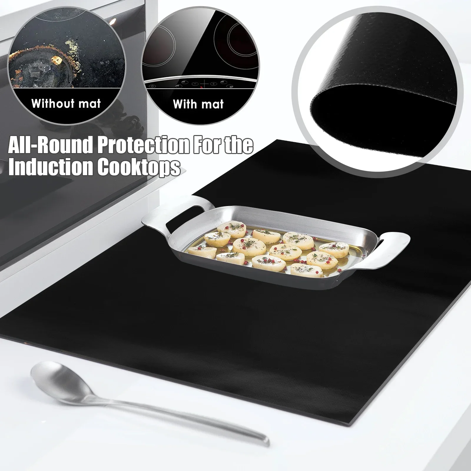 Estera protectora de placa de inducción, cubierta grande de silicona para tablero de cocina de inducción, antiadherente, resistente al calor, para encimera, nuevo