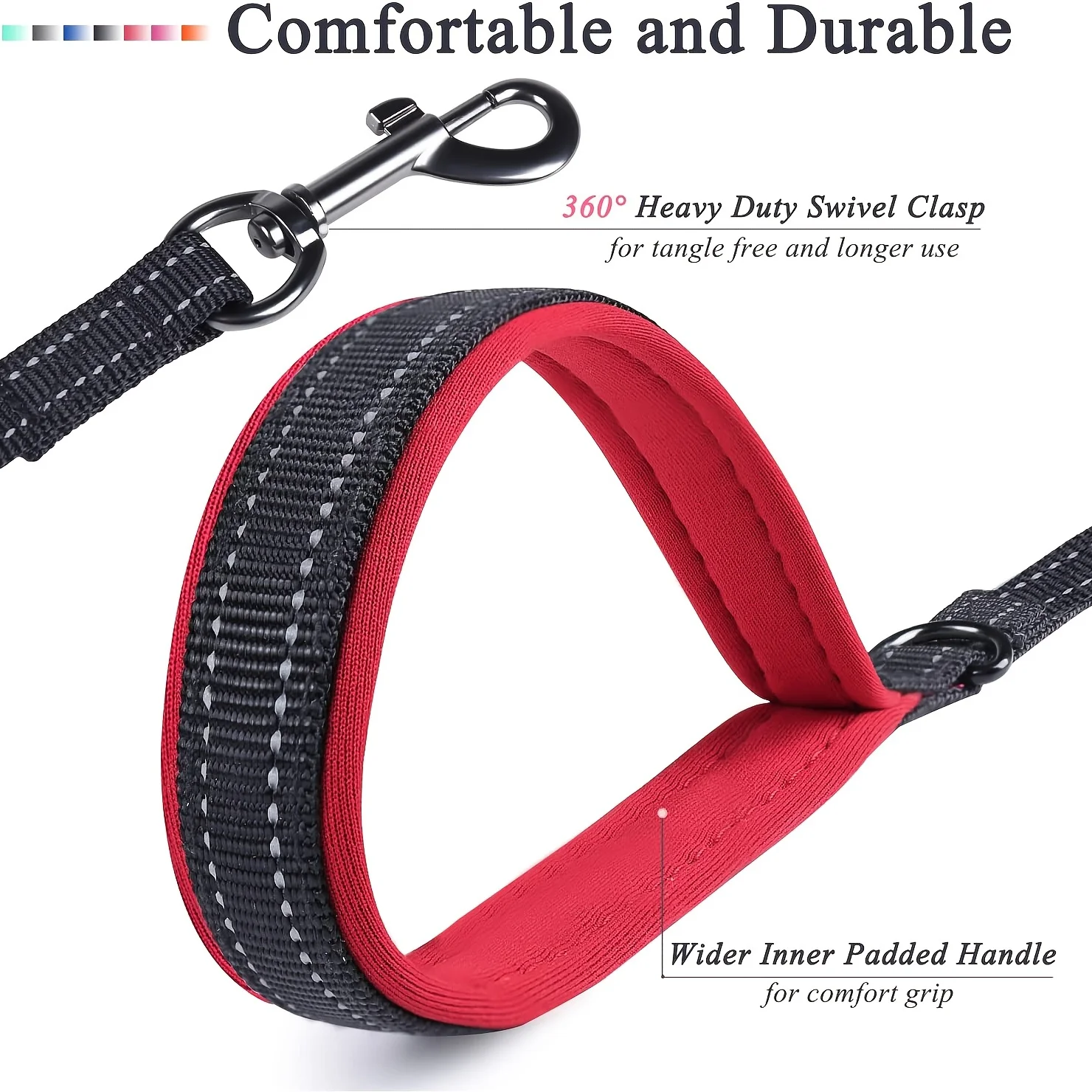 Correas para perros, cadena de entrenamiento para perros de viaje al aire libre, plomo resistente con doble mango para mayor Control, entrenamiento de seguridad, doble mango