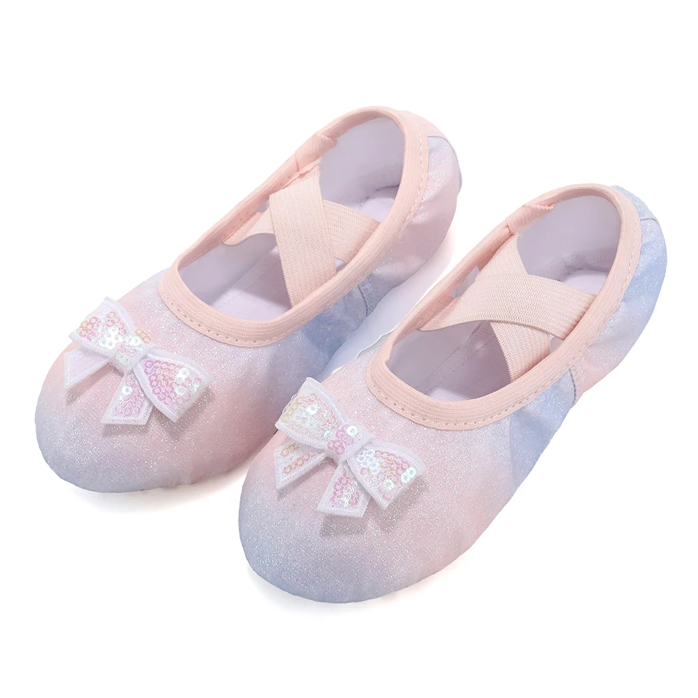 Zapatos de baile de Ballet para niñas, zapatos planos de baile de Ballet para mujeres y niños, zapatillas de Ballet para mujeres, zapatos de entrenamiento de Salsa con lentejuelas
