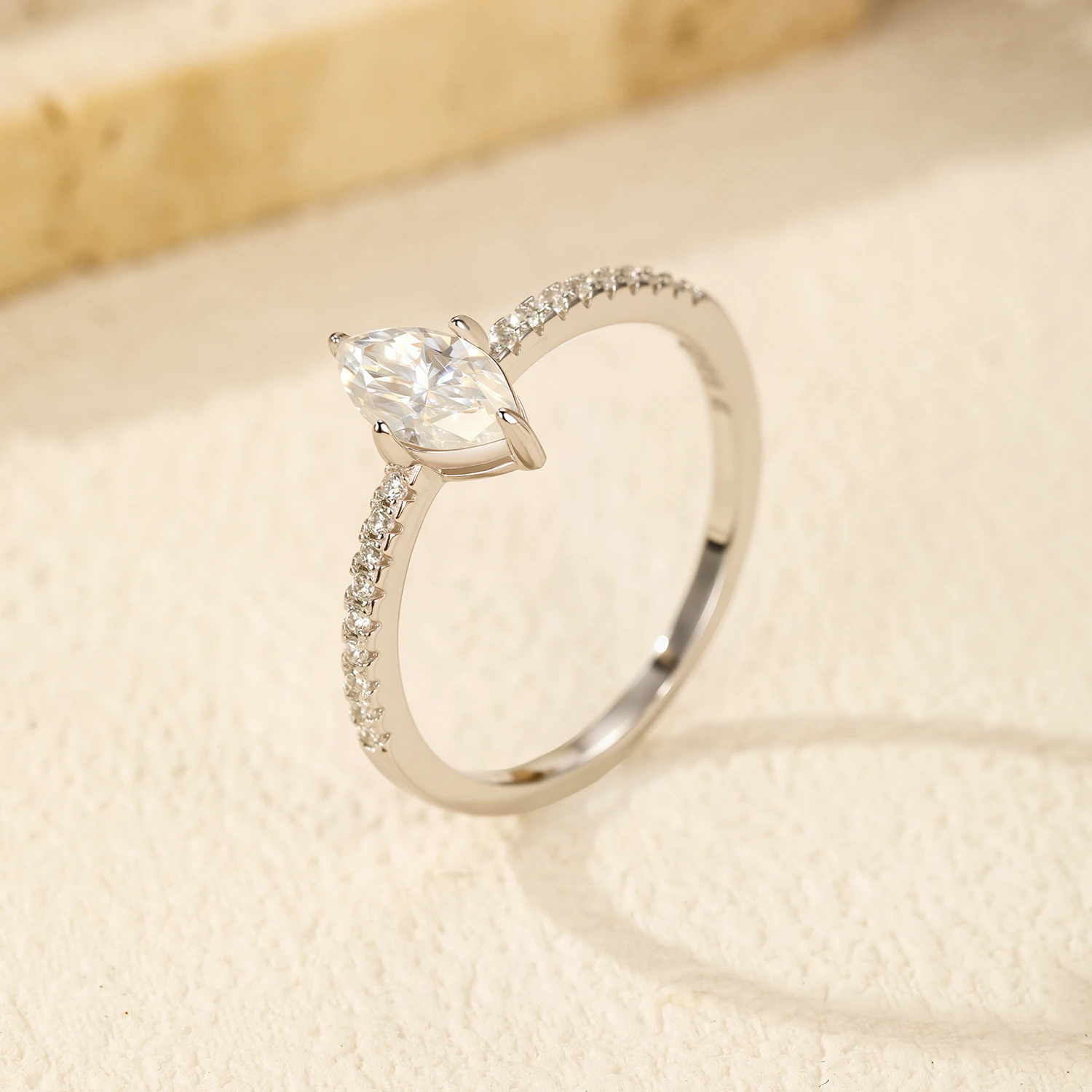 Anillo MODIAN de moissanita con rombos de 0,5 quilates, Plata de Ley 925, anillos de boda de diamantes creados en laboratorio brillantes para mujer, joyería nupcial