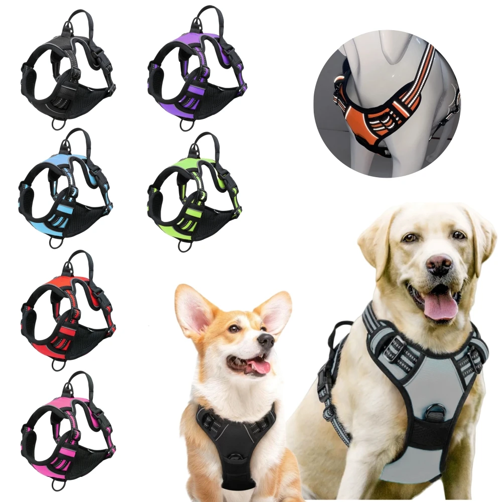 Arnés Antitirones para Perros Grandes, Arnés Resistente y Reflectante con Asa de Fácil Control para Pasear Perros Grandes y Medianos, Suministros para Mascotas