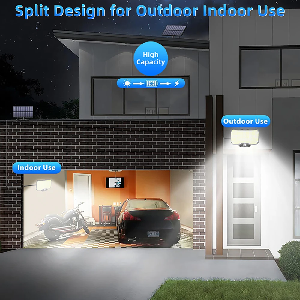 234/318/348 luces solares LED 3 modos de trabajo Sensor de movimiento súper brillante al aire libre IP65 impermeable luces de seguridad de pared de inundación patio