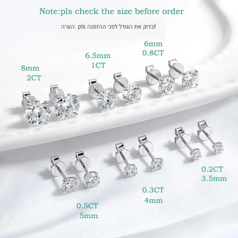 Smyoue cada uno 0,2-2CT pendientes de moissanita certificados para mujer 4 garras brillantes joyería para fiesta y boda plata esterlina S925