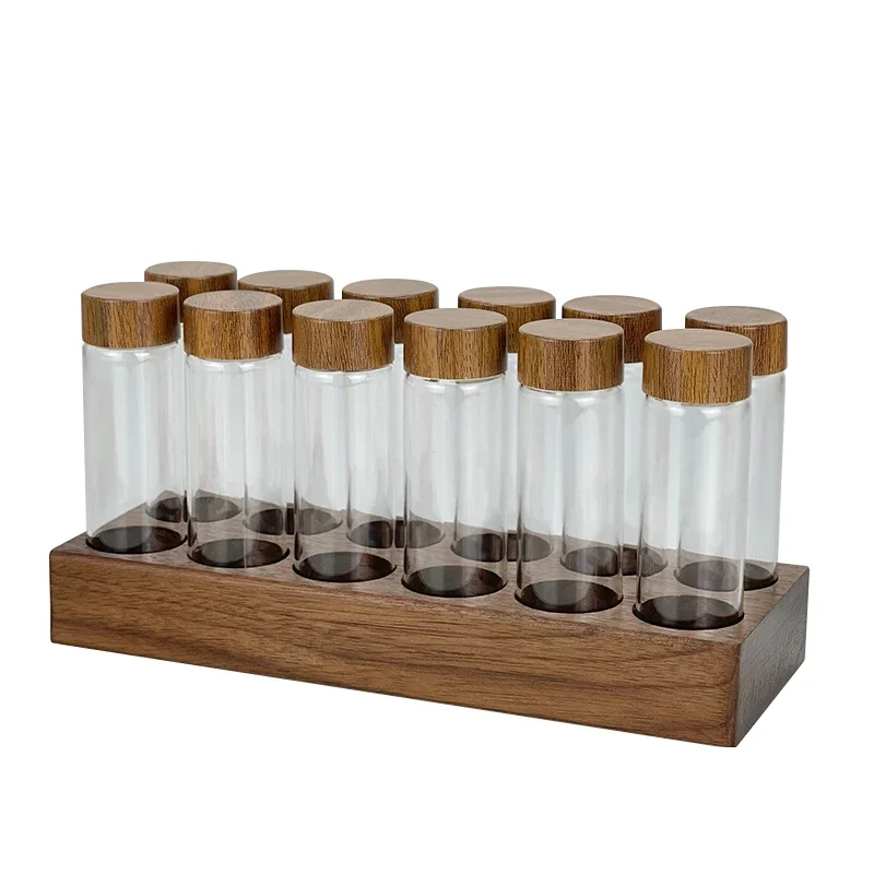 Tubo de almacenamiento de granos de café, vidrio de dosis única, 17g, 22g, contenedor a base de nogal con embudo, accesorios para Espresso, productos, herramientas de Barista