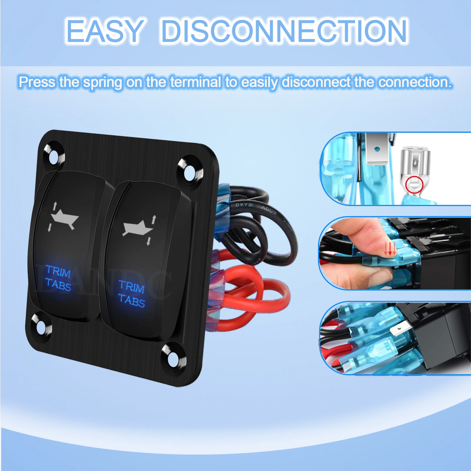Panel de interruptor de lengüetas de ajuste (encendido)-apagado-(encendido) Panel de interruptor basculante momentáneo para consola de barcos marinos 12V/20A 24V/10A impermeable IP68