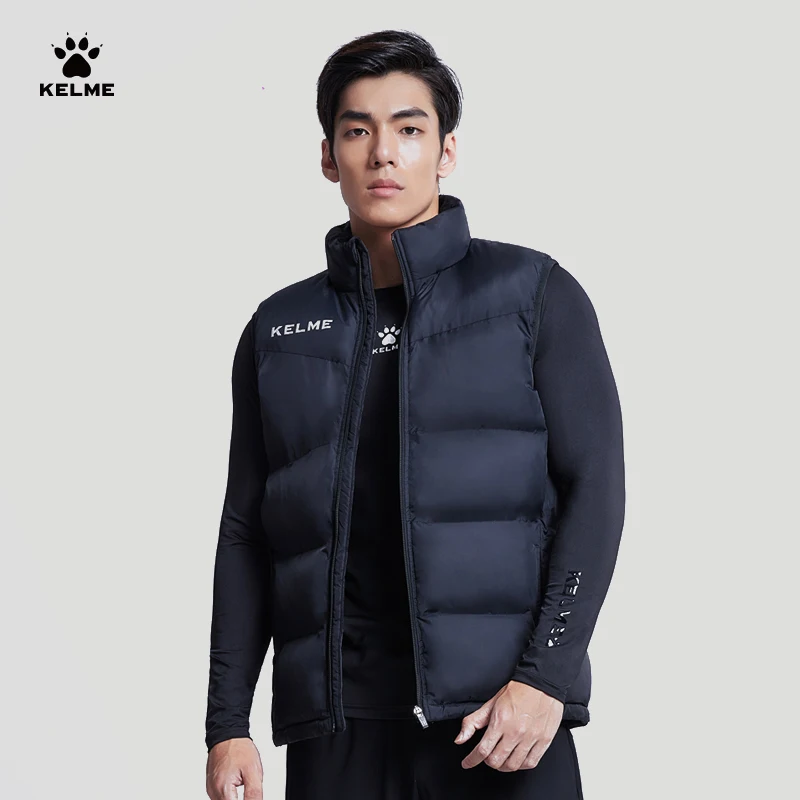 KELME, chaleco de invierno para hombre, entrenamiento deportivo, prendas de vestir ligeras e impermeables, abrigo informal con cuello levantado corto, chaqueta cálida a prueba de viento