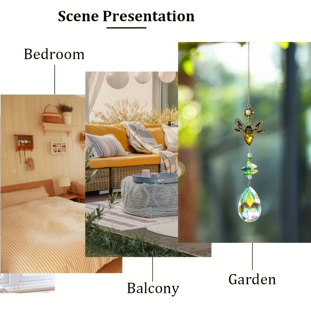 1/3 piezas de atrapasoles de cristal con pedrería de colores en forma de mariposa, abeja y colibrí, impresionantes adornos colgantes para ventanas de casa y jardín.