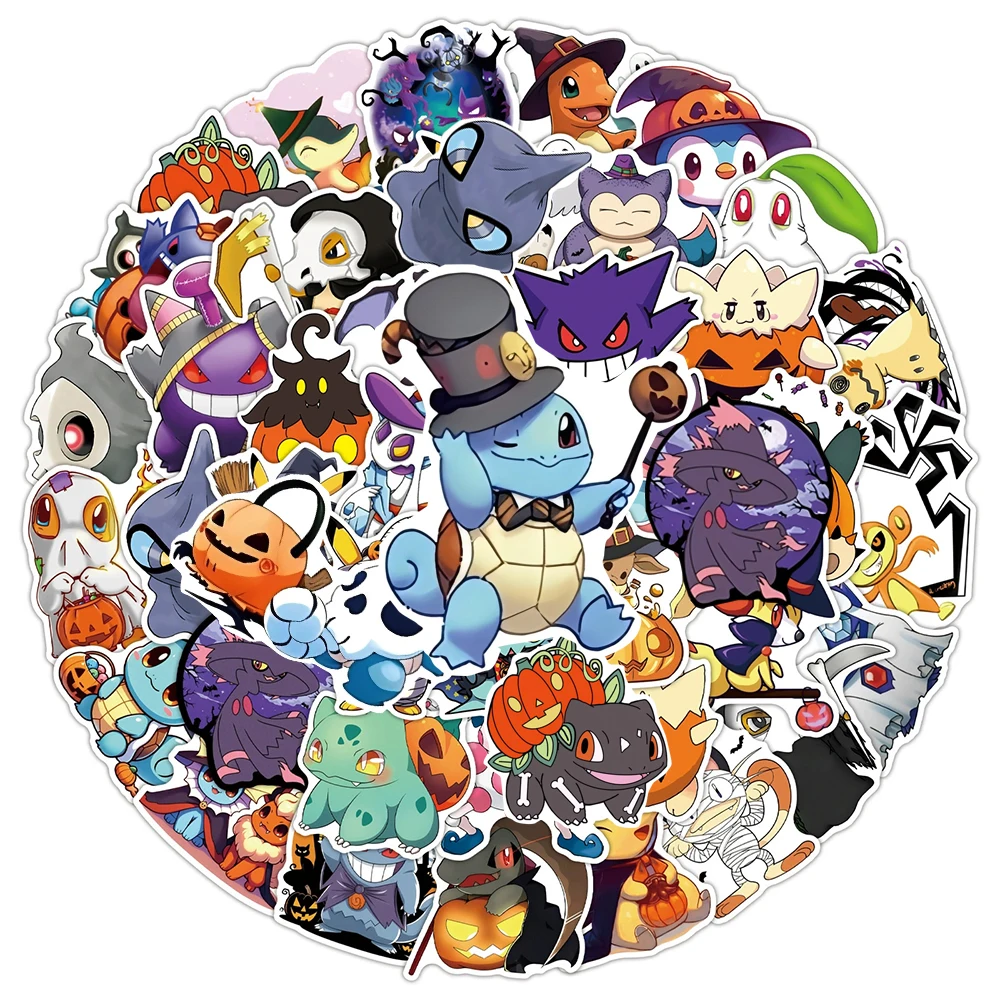 10/30/50 Uds. Pegatinas góticas de Pokémon, calcomanías de anime de Pikachu y Charmander para Halloween, juguetes impermeables, graffiti, papelería, para laptop