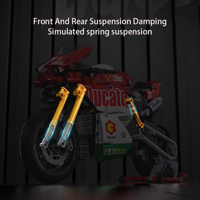 Famoso juego de bloques de construcción de motocicletas V4, kit de modelo de supermoto, carreras técnicas, juguetes técnicos ensamblados, regalos para niños y niñas