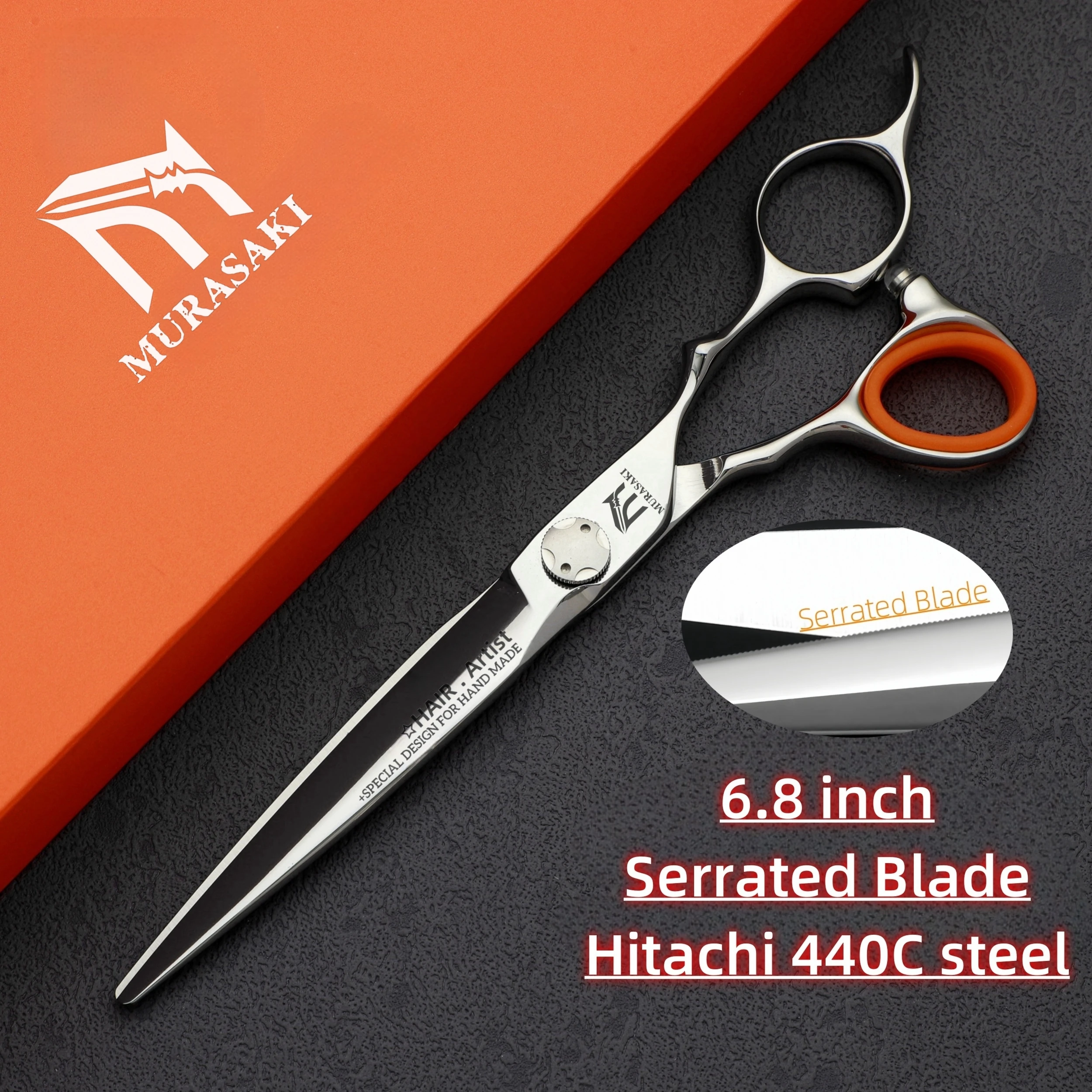 Tijeras de barbero profesionales, tijeras dentadas de 6,0-6,5-6,8 pulgadas, máquina para cortar el cabello de peluquería de alta calidad de acero Hitachi 440C