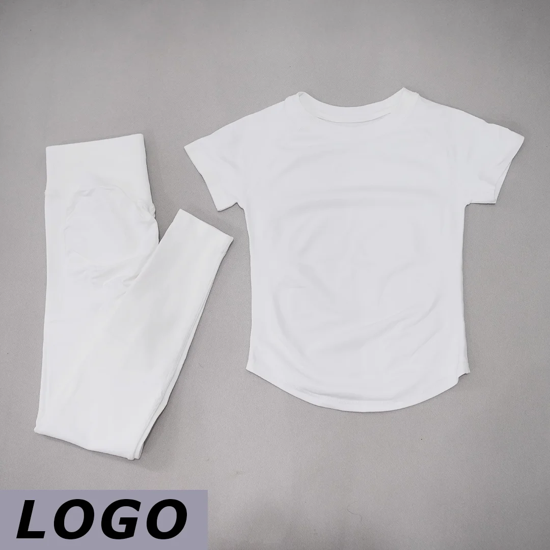 Conjunto de Yoga para Mujer DF de Dos Piezas, Top de Yoga de Manga Corta Sin Costuras, Pantalones Deportivos Adelgazantes, Traje Deportivo Transpirable para Gimnasio y Fitness