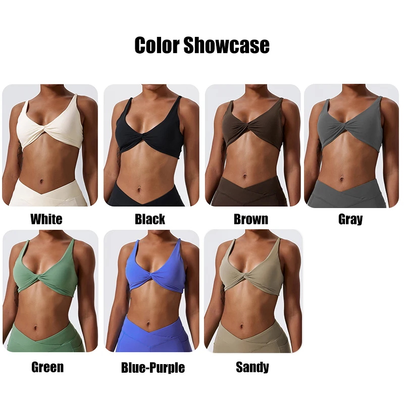 Hearuisavy Sujetador Deportivo de Verano Antichoque con Push-Up para Gimnasio, Top de Yoga de Secado Rápido para Mujer, Ropa de Yoga con Diseño Plisado, Sujetador Deportivo, Top Corto para Entrenamiento