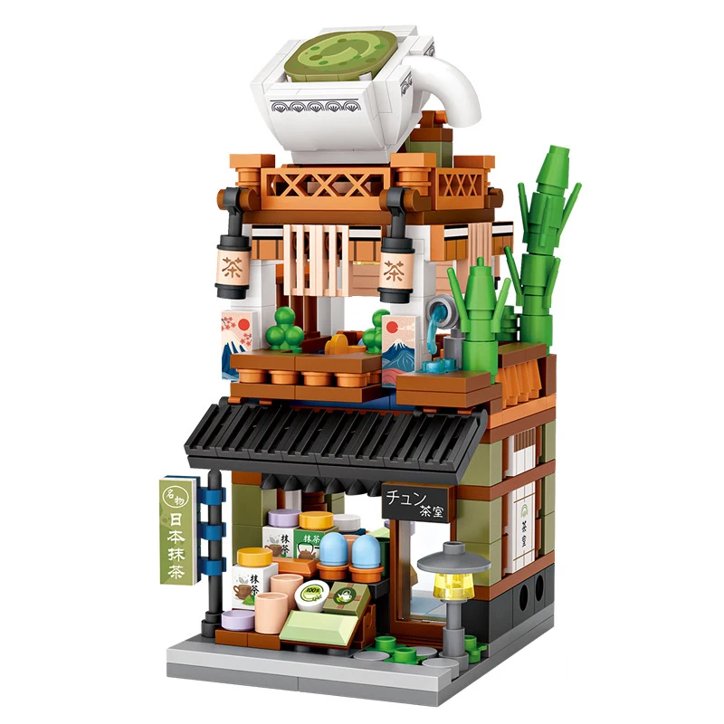 LOZ Mini Street View Series tienda matcha japonesa Ramen cantina tienda de kimono modelo de casa de construcción juguetes de bloques de construcción para niños