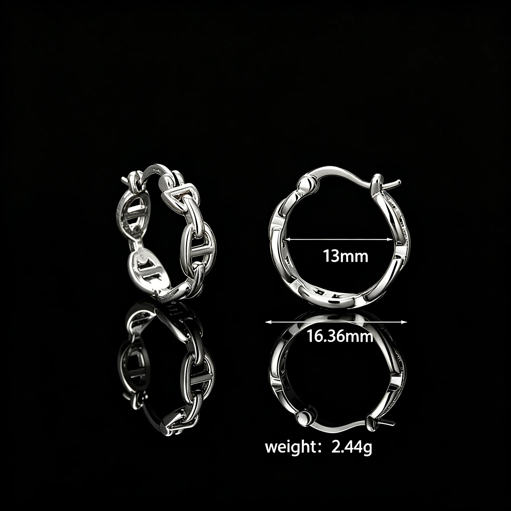 Clips de Oreja Circulares Huecos Vintage, Plata S925, Accesorios Diarios para las Orejas