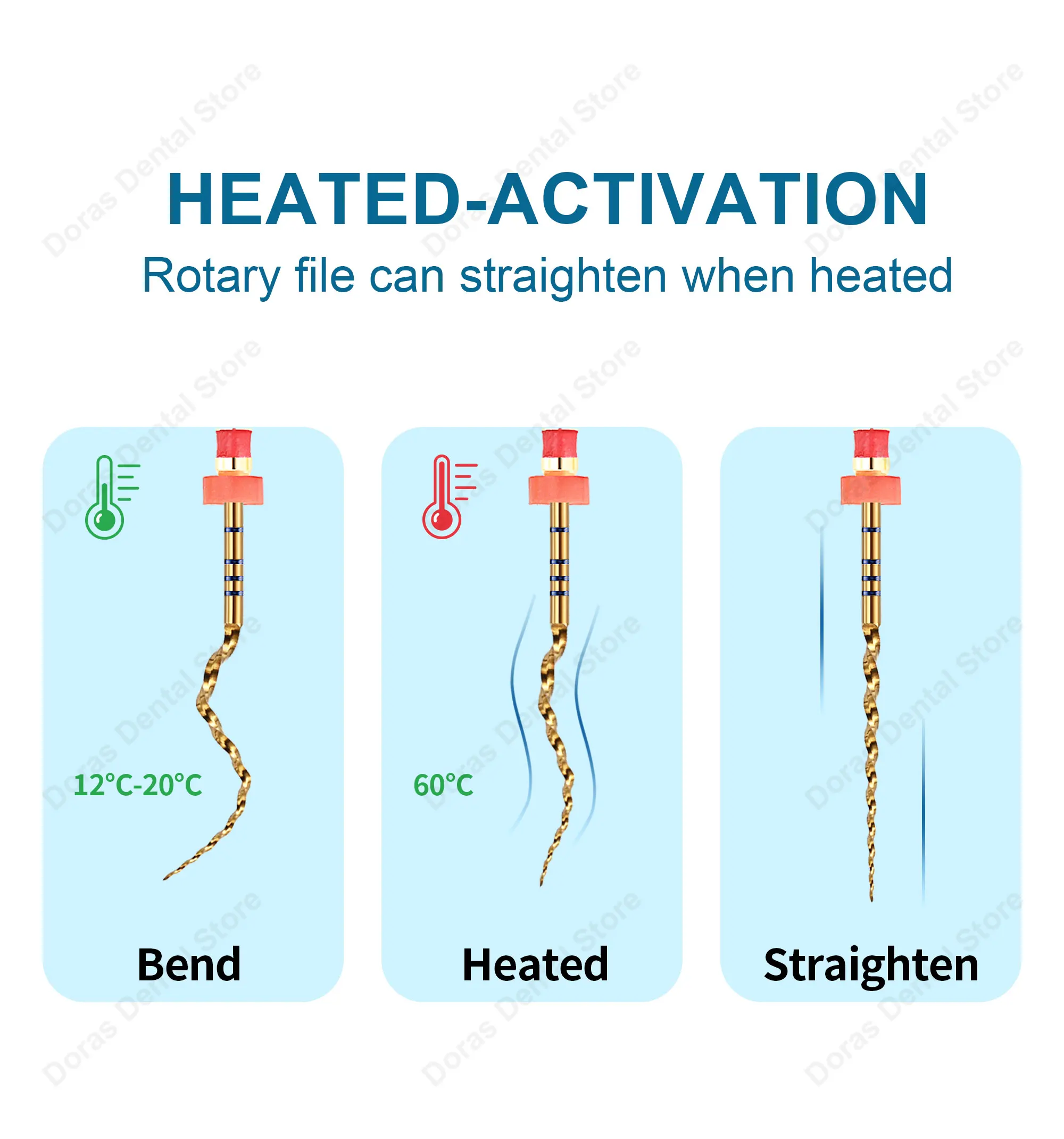 Limas Endo flexibles doradas activadas por calor Dental Glin, tratamiento de raíces de Canal, Lima dorada rotativa, herramientas de dentista, limas endodónticas